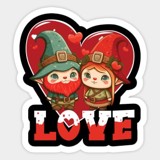Happy Valentine's Day Gnome with Love Gnome Valentines Day Sticker